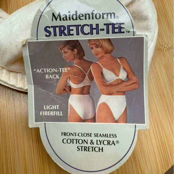 Vintage 70's Stretch-Tee Maidenform Bralette Size 34A Lace Trim Made in USA NWT - Picture 6 of 8